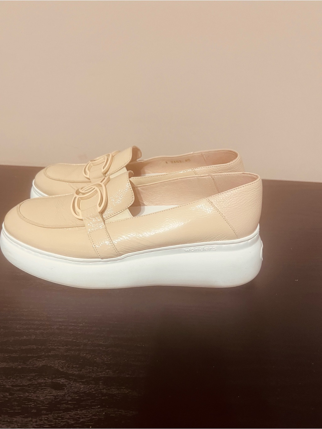 Wonders Beige Chunky Platform Leather Sz 40 Us/9.5-10/ Uk 6.5-7 Made In Spain
